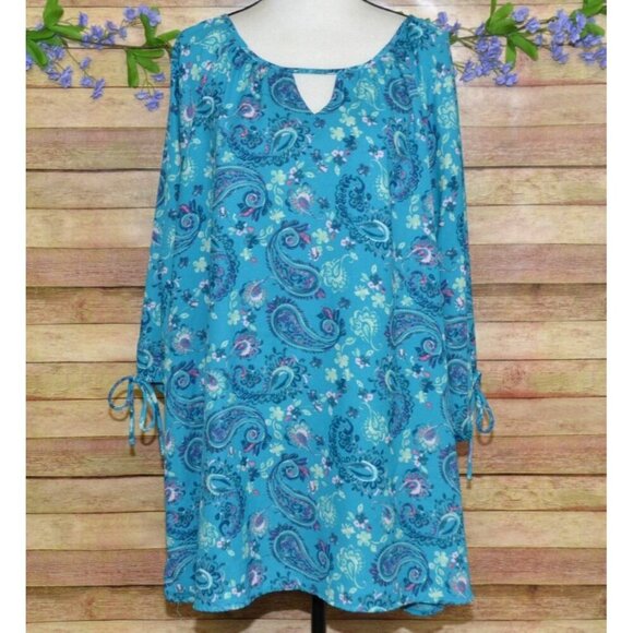 Woman Within Women's Floral Paisley Tunic Blouse Plus Size1X V-Neck 3/4 Sleeve - Picture 1 of 12